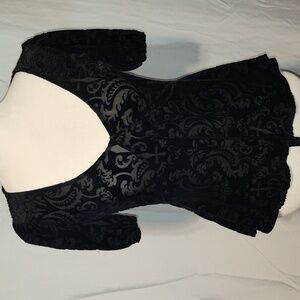 killStar Sombre Heart Top Burnout Design Valor Puff Sleeve Size Small